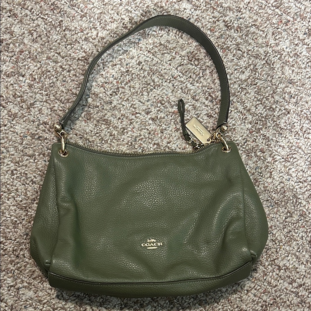 Coach Dark Green Leather Shoulder Bag